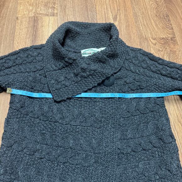 Aran Crafts Gray Thick Cable Knit Cardigan Sweater 100% Irish Wool Size Small - Picture 8 of 8